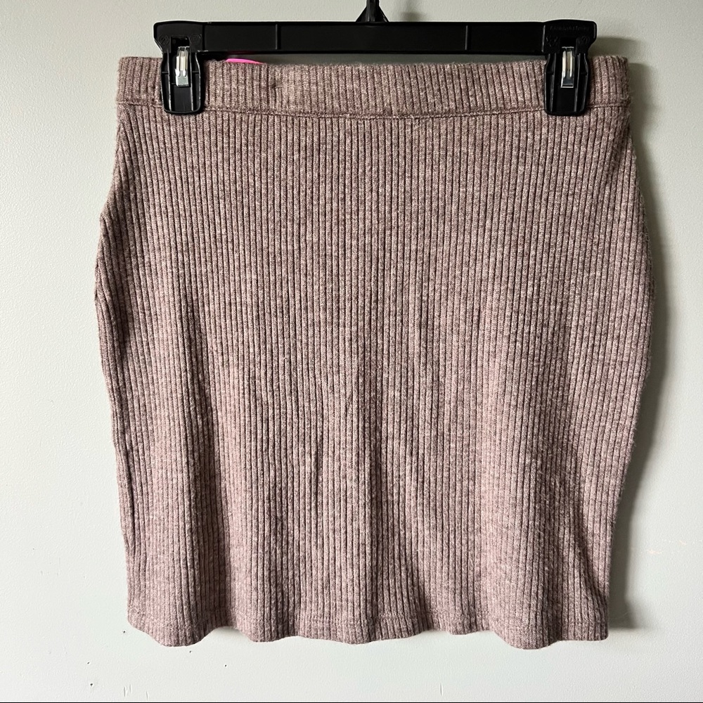 Double Zero ribbed knit tan mini skirt